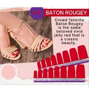 Color Street Rare/Retired BATON ROUGEY Red PEDICURE Nail Strips